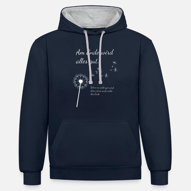 Everything will be fine - Contrast hoodie - navy/heather grey
