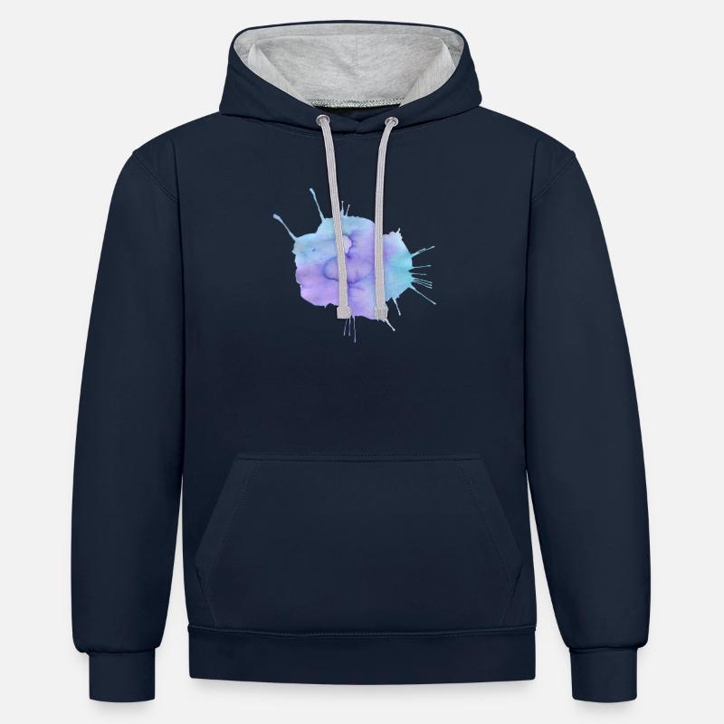 farbklecks - Sweat à capuche contrasté - bleu marine/gris chiné