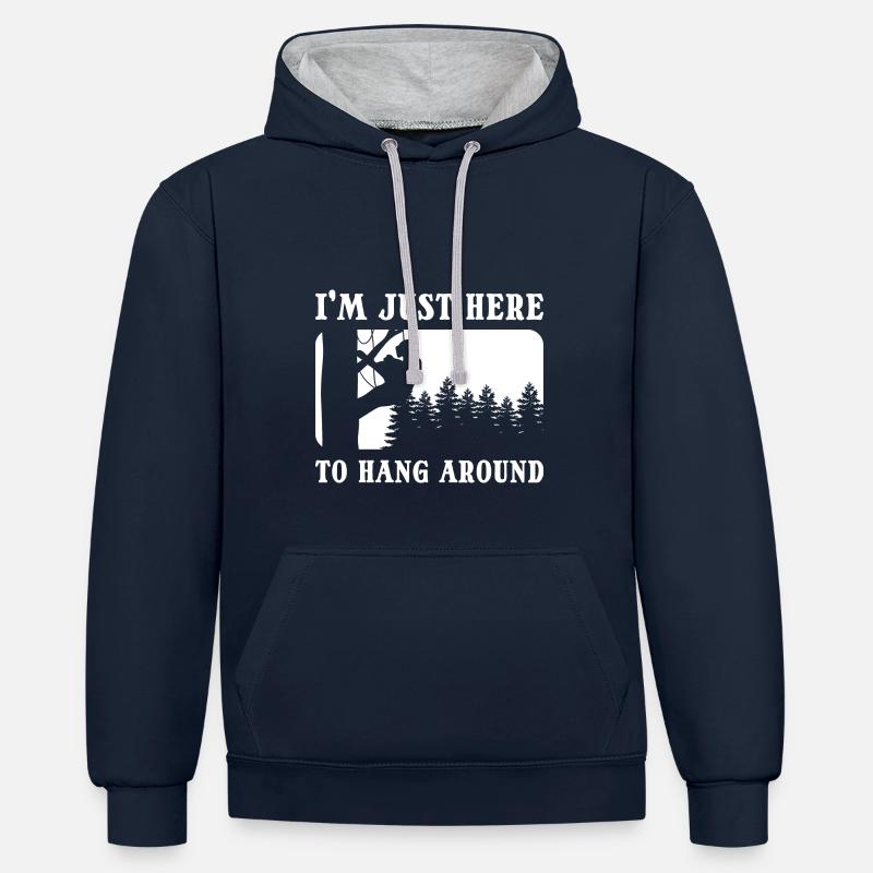 Lustiger Baumkletterer Baumexperte - Kontrast-Hoodie - Navy/Grau meliert