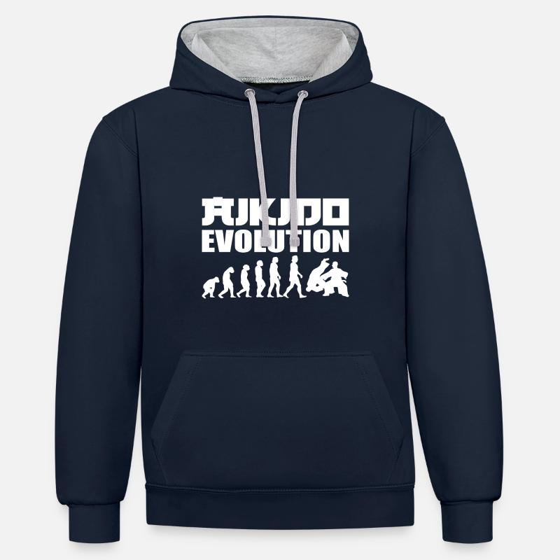 Aikido Evolution Aikido-Lehrer - Kontrast-Hoodie - Navy/Grau meliert