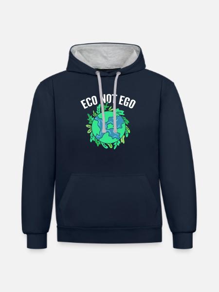 Eco Pas Ego Ecologiste - Sweat à capuche contrasté - bleu marine/gris chiné