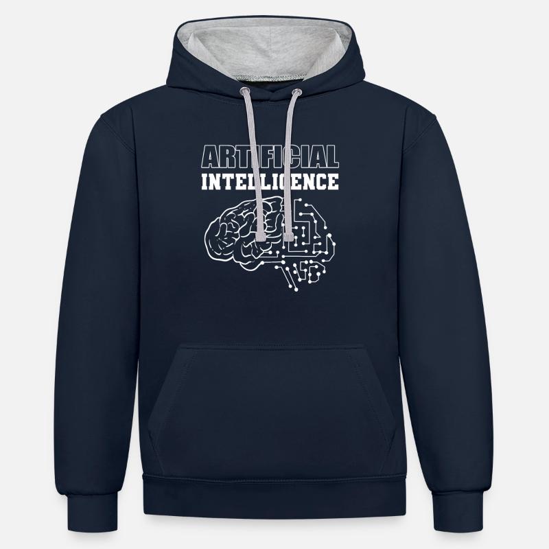 Artificial Intelligence Computertechniker - Kontrast-Hoodie - Navy/Grau meliert