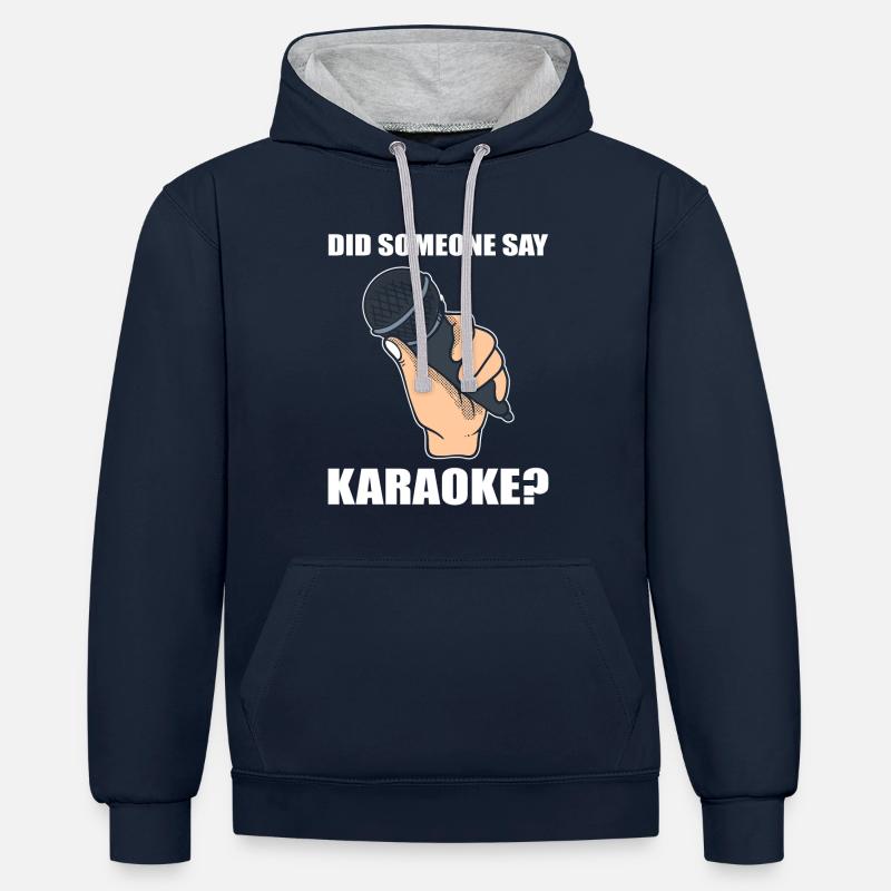 Diva amateur de karaoké - Sweat à capuche contrasté - bleu marine/gris chiné