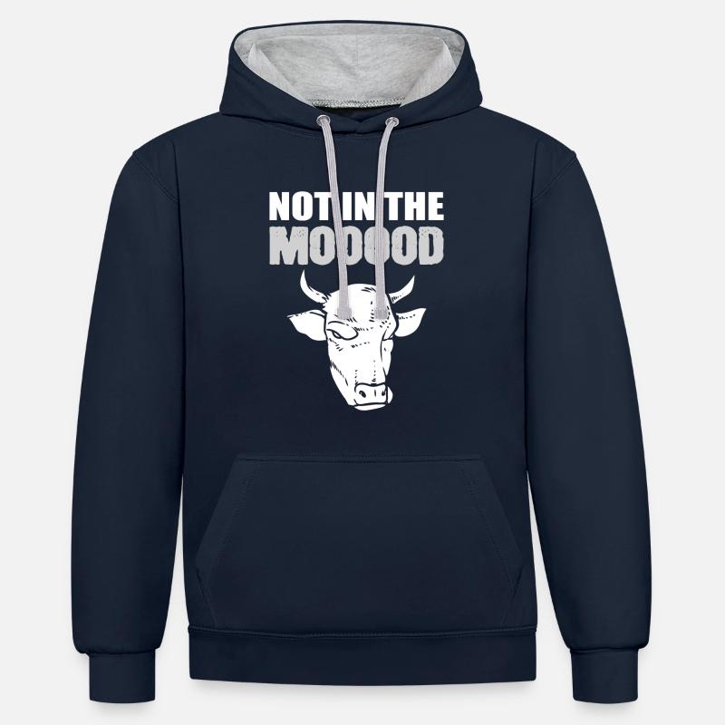 Pas dans le Mooooood Bauer - Sweat à capuche contrasté - bleu marine/gris chiné