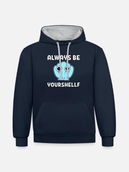 Sea Shell Pun Muschelsammler - Kontrast-Hoodie - Navy/Grau meliert