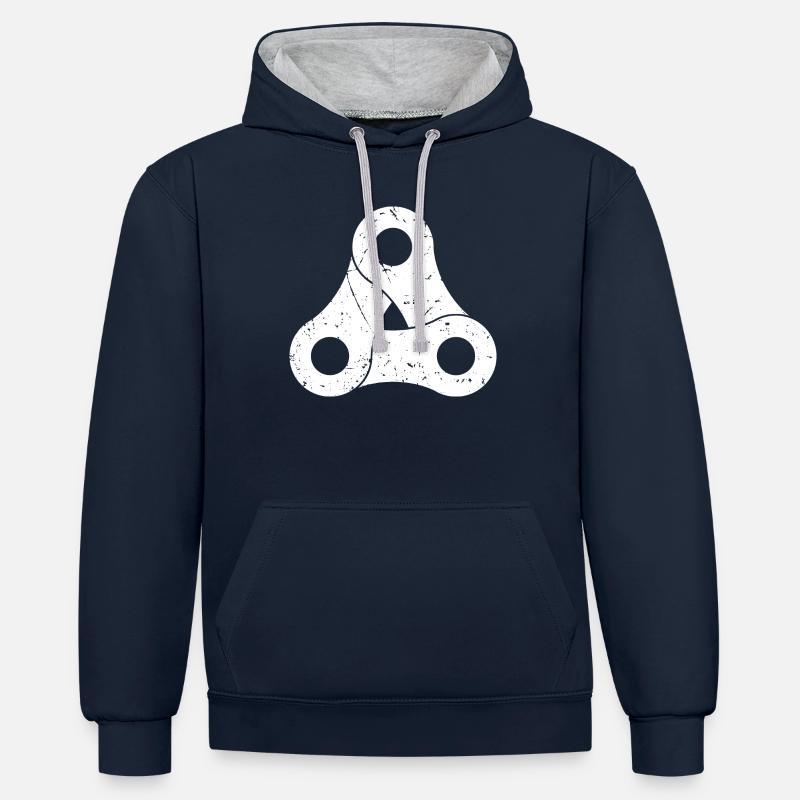 Chaîne de vélo - Sweat à capuche contrasté - bleu marine/gris chiné