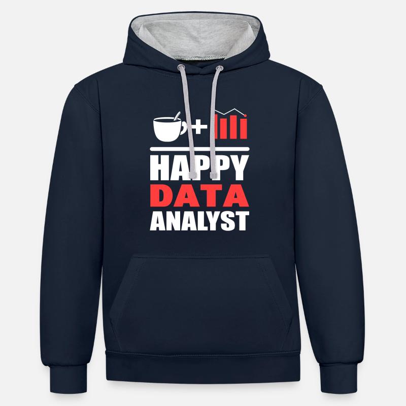 Glücklicher Datenanalyst Systemanalytiker - Kontrast-Hoodie - Navy/Grau meliert