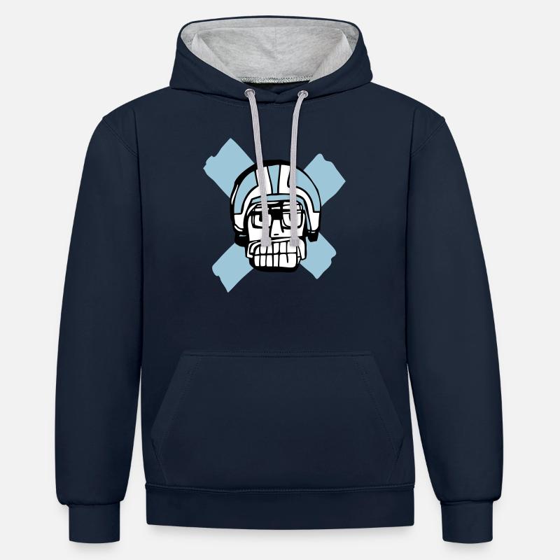 Junior - Sweat à capuche contrasté - bleu marine/gris chiné