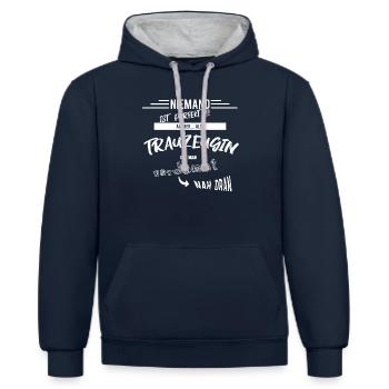 trauzeugin - Kontrast-Hoodie - Navy/Grau meliert - Vorne - Nico (186cm)