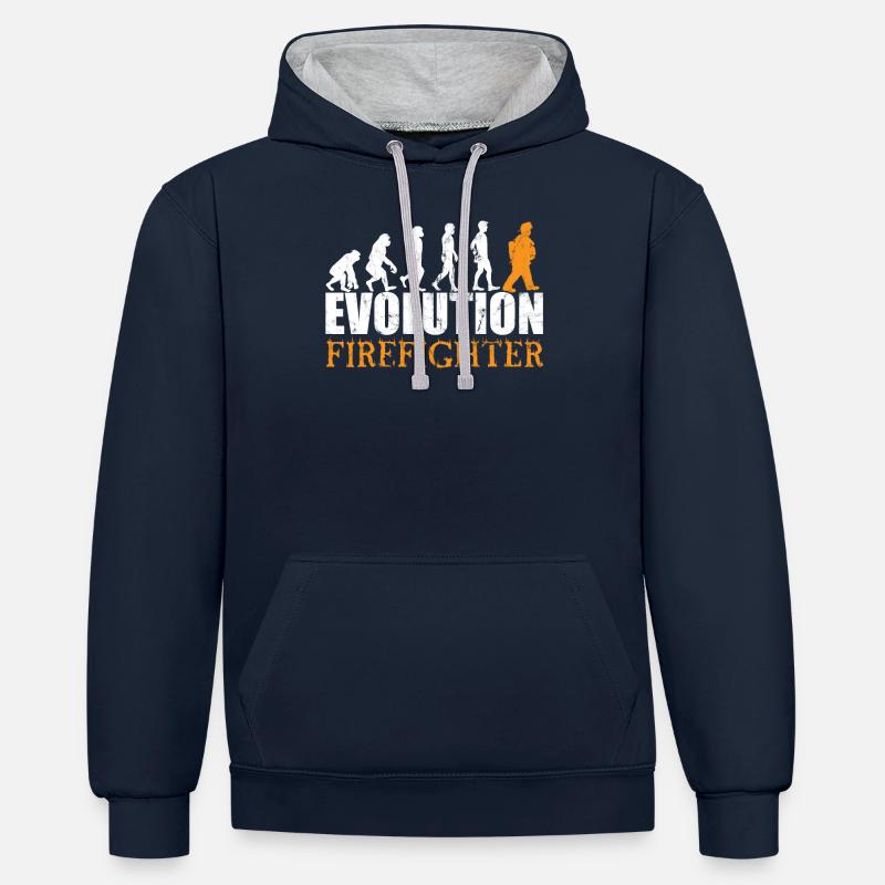 Firefighter Evolution - Kontrast-Hoodie - Navy/Grau meliert
