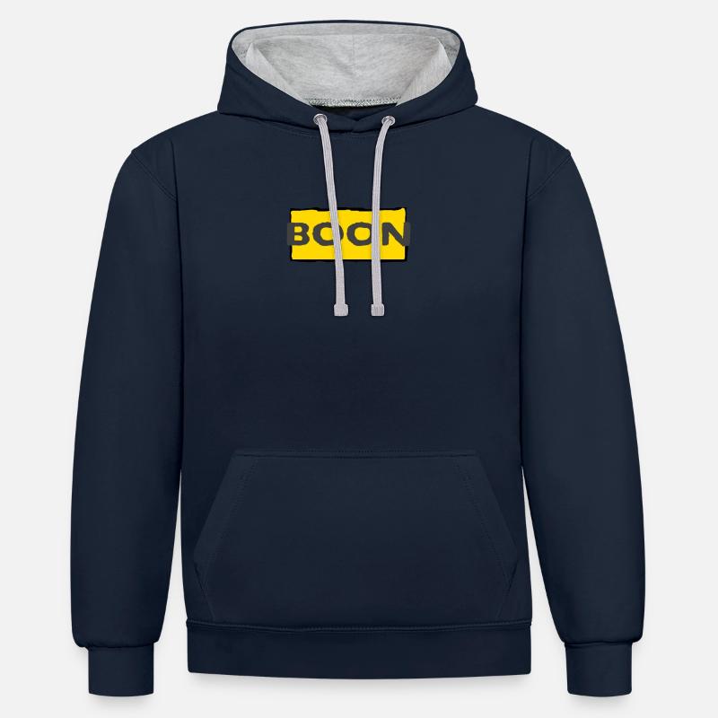 boon - Sweat à capuche contrasté - bleu marine/gris chiné