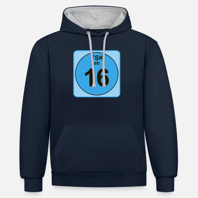 FSK à partir de 16 - Sweat à capuche contrasté - bleu marine/gris chiné