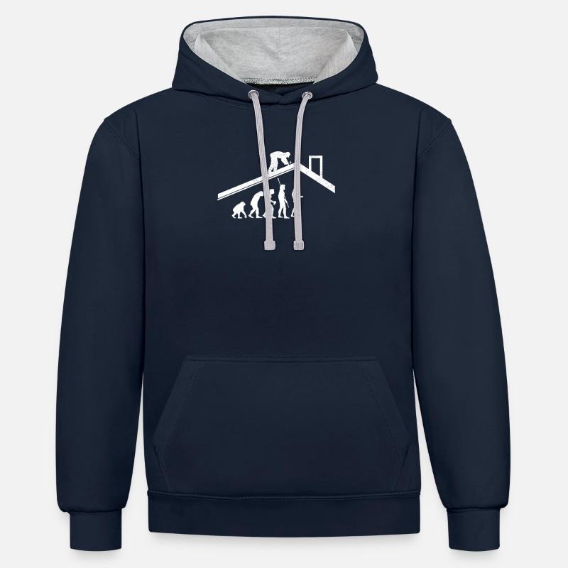 Couvreurs Evolution - Sweat à capuche contrasté - bleu marine/gris chiné
