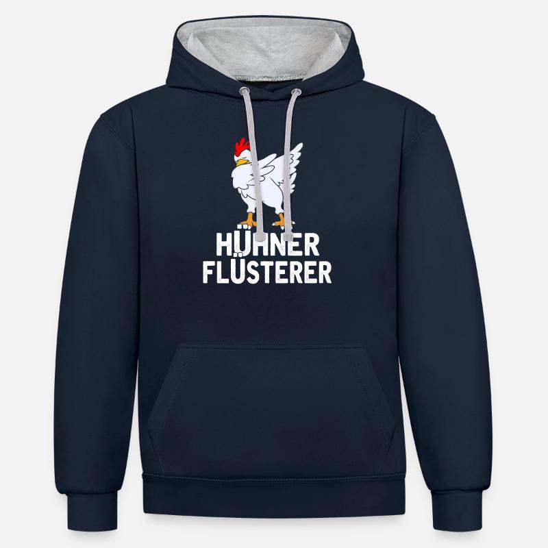 Chicken Chicken Whisperer - Sweat à capuche contrasté - bleu marine/gris chiné