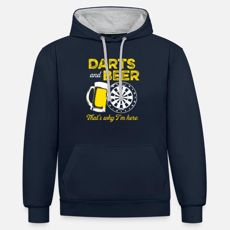 Fléchettes fléchettes et bière - Sweat à capuche contrasté - bleu marine/gris chiné
