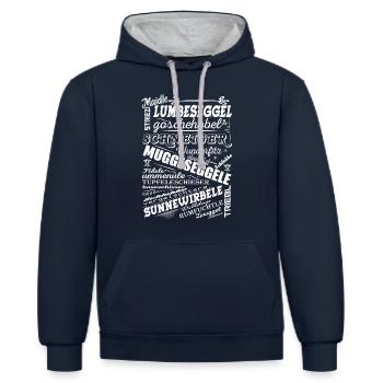 Schwarzwald Dialekt. Alemannisch für Anfänger - Kontrast-Hoodie - Navy/Grau meliert - Vorne - Nico (186cm)