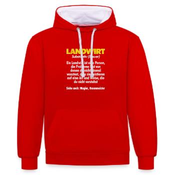 Landwirt Definition Bauer Traktor Fahrer Agrar Tre - Kontrast-Hoodie - Rot/Weiß - Vorne - Liana (172cm) & Jaron (178cm)