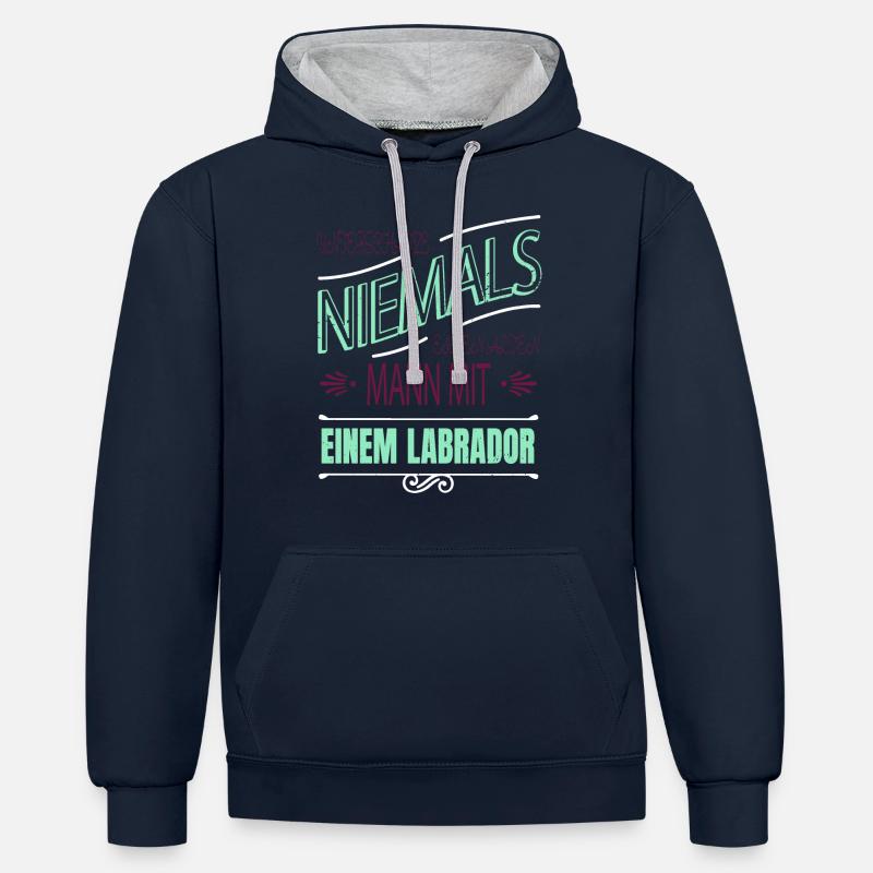 bester boxer spruch geschenk - Kontrast-Hoodie - Navy/Grau meliert