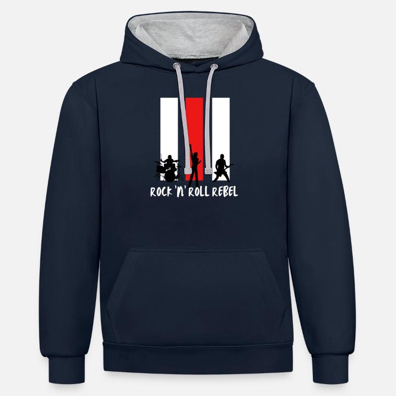 Rock n Roll Rebel - Sweat à capuche contrasté - bleu marine/gris chiné