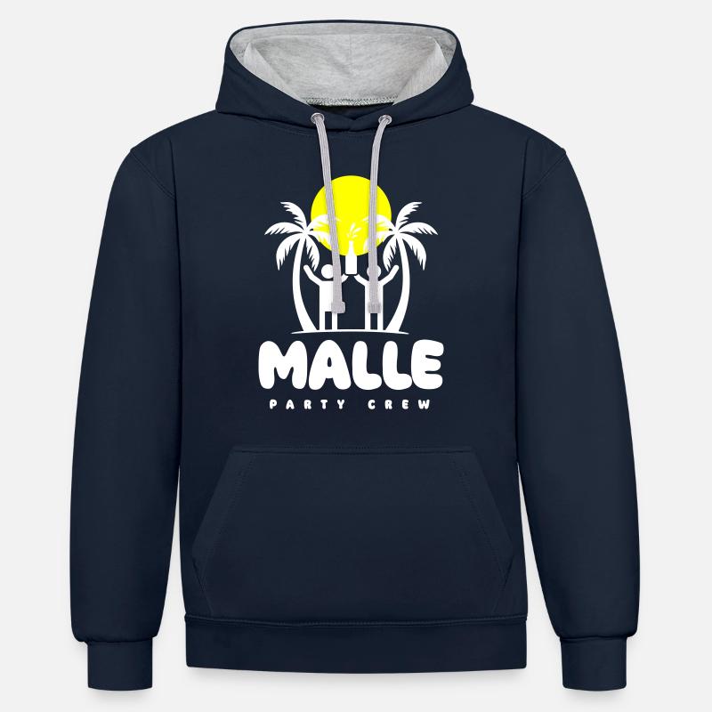 Malle 2024 Majorque Dicton - Sweat à capuche contrasté - bleu marine/gris chiné