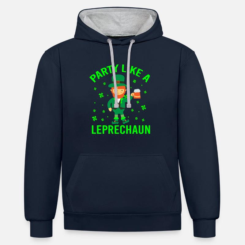 FÊTE COMME UN LEPRECHAUN - Sweat à capuche contrasté - bleu marine/gris chiné