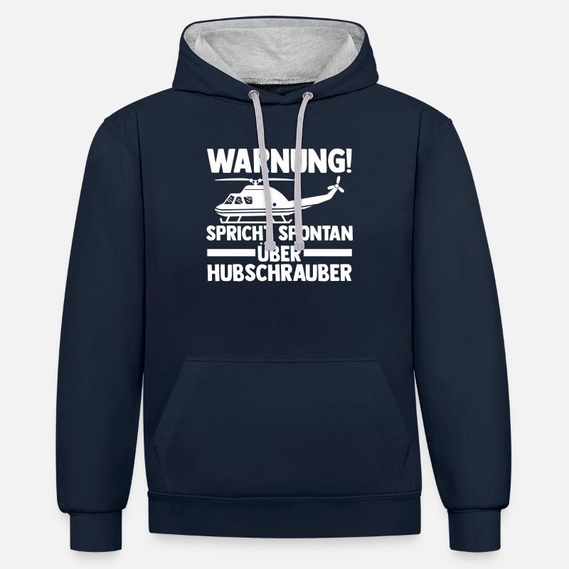 Pilote Hélicoptère Hélicoptère - Sweat à capuche contrasté - bleu marine/gris chiné