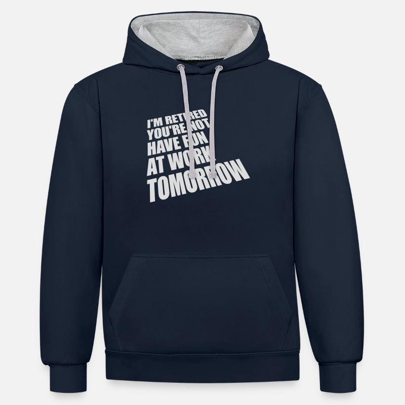 Amusez-vous au travail - Sweat à capuche contrasté - bleu marine/gris chiné