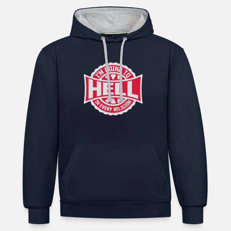 Aller en enfer - Sweat à capuche contrasté - bleu marine/gris chiné
