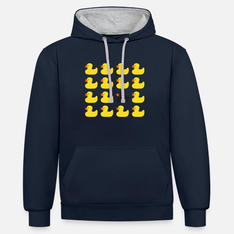 Canard en plastique - Sweat à capuche contrasté - bleu marine/gris chiné