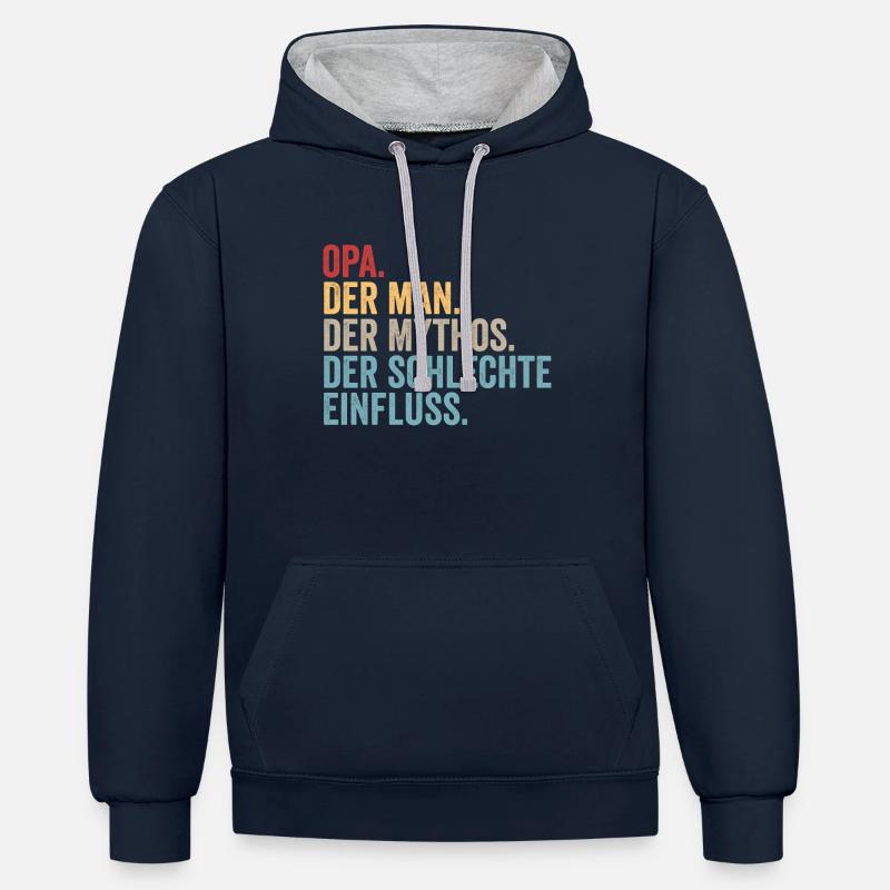 Papy Papy - Sweat à capuche contrasté - bleu marine/gris chiné