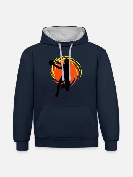 Wirbel Handballer - Kontrast-Hoodie - Navy/Grau meliert