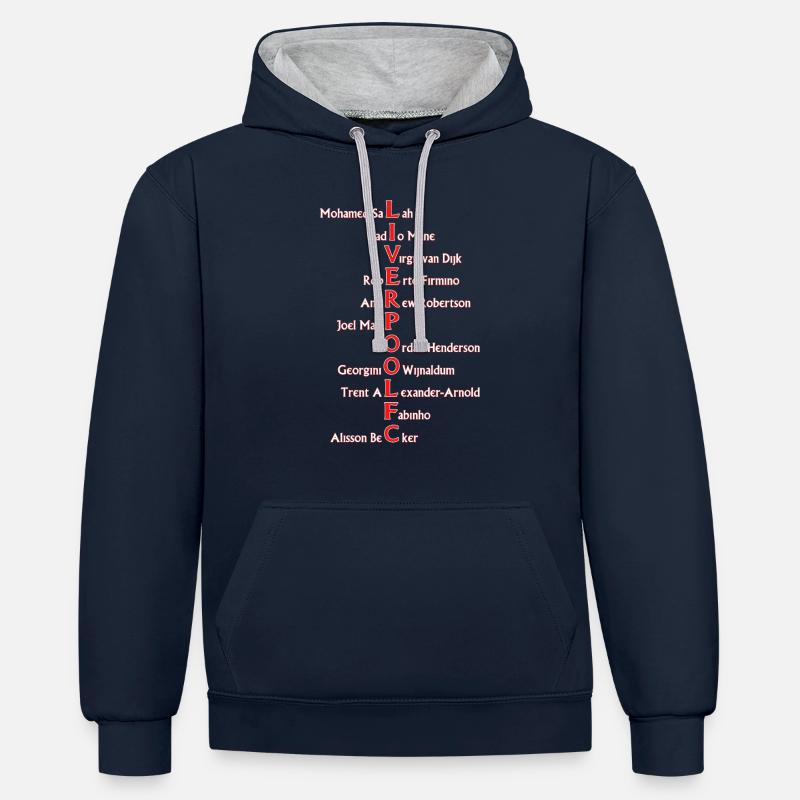 équipe de Liverpool - Sweat à capuche contrasté - bleu marine/gris chiné