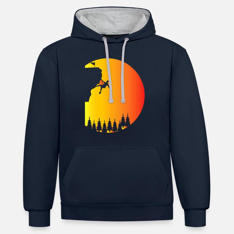 Escalade de bloc - Sweat à capuche contrasté - bleu marine/gris chiné