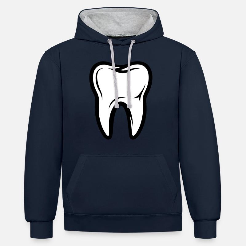 Symbole de la dent - Sweat à capuche contrasté - bleu marine/gris chiné