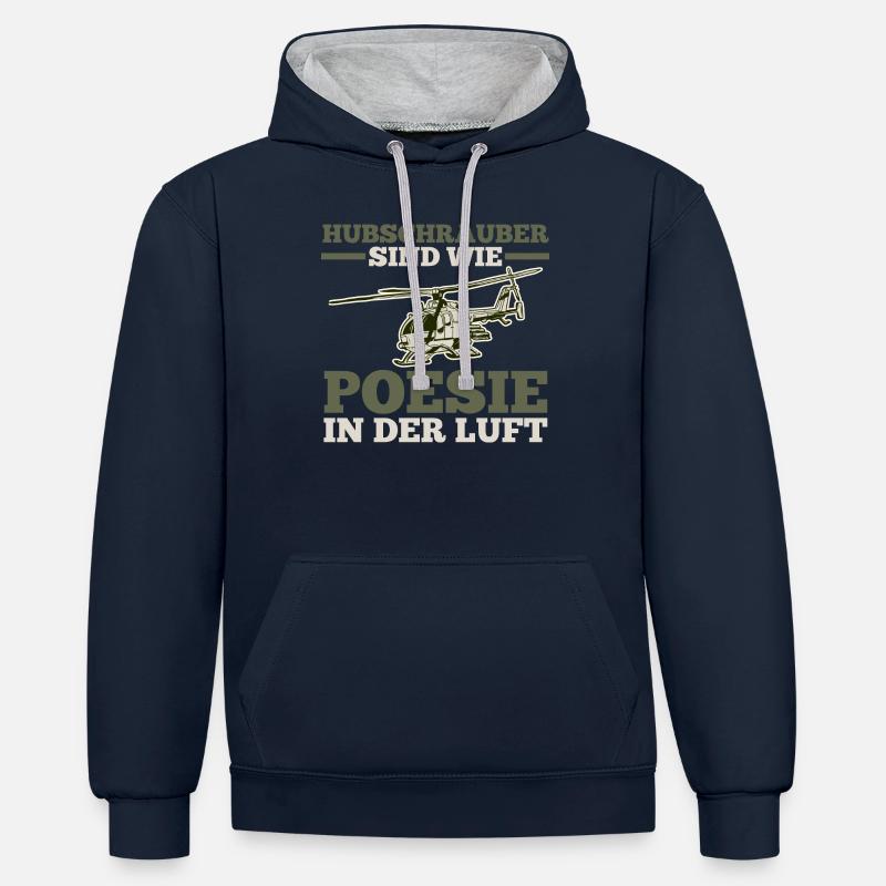 Pilote Hélicoptère Hélicoptère - Sweat à capuche contrasté - bleu marine/gris chiné