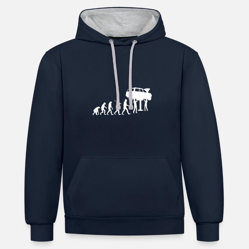 Evolution workshop mechanic - Contrast hoodie - navy/heather grey