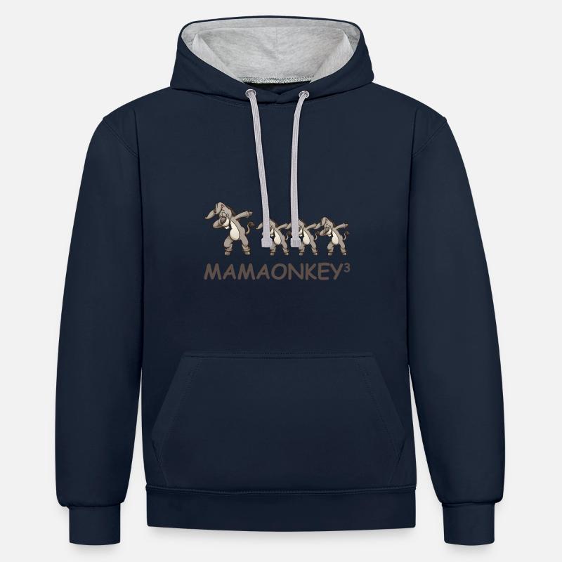 Schwanger werdene Mutter Drillinge Esel - Kontrast-Hoodie - Navy/Grau meliert