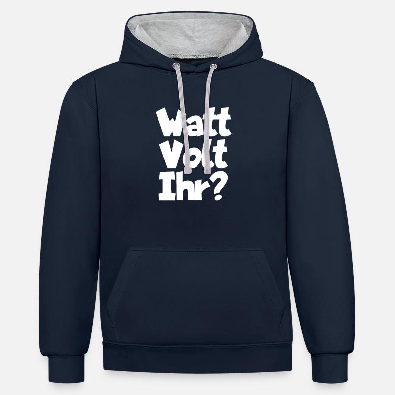 Électricien Watt Volt Courant - Sweat à capuche contrasté - bleu marine/gris chiné