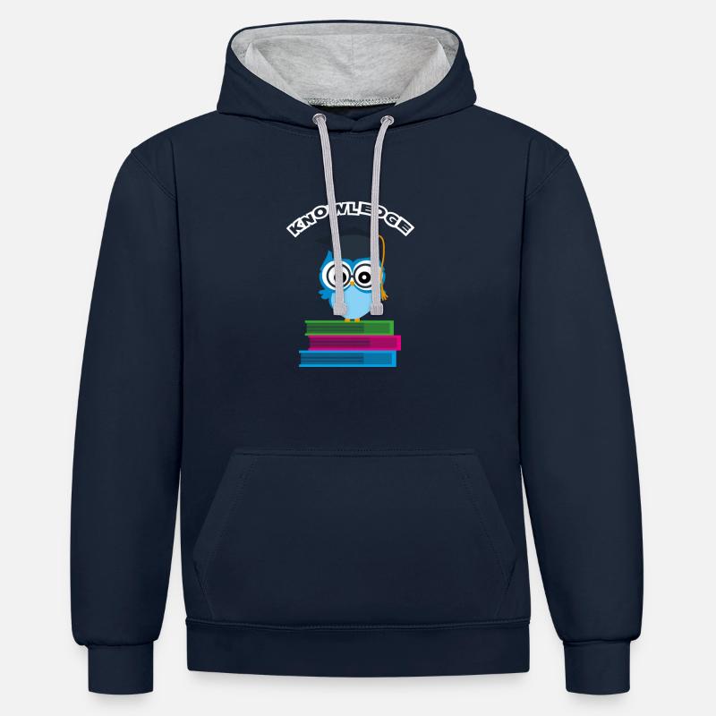 Connaissance des étudiants - Sweat à capuche contrasté - bleu marine/gris chiné