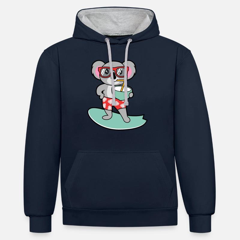 koala - Sweat à capuche contrasté - bleu marine/gris chiné