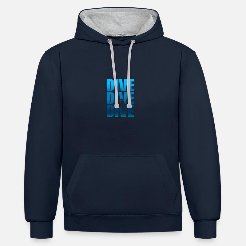 DIVE DIVE DIVE - Sweat à capuche contrasté - bleu marine/gris chiné