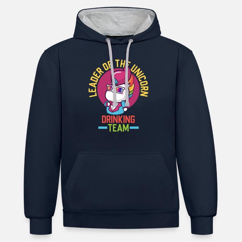 Patron licorne - Sweat à capuche contrasté - bleu marine/gris chiné