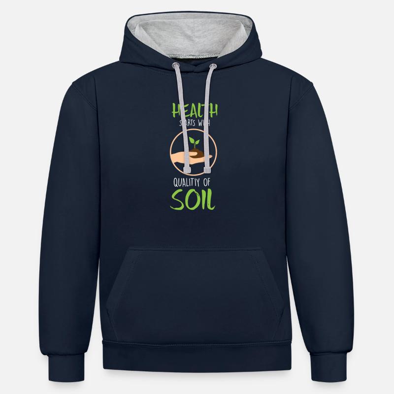 T-shirt de qualité du sol - Sweat à capuche contrasté - bleu marine/gris chiné