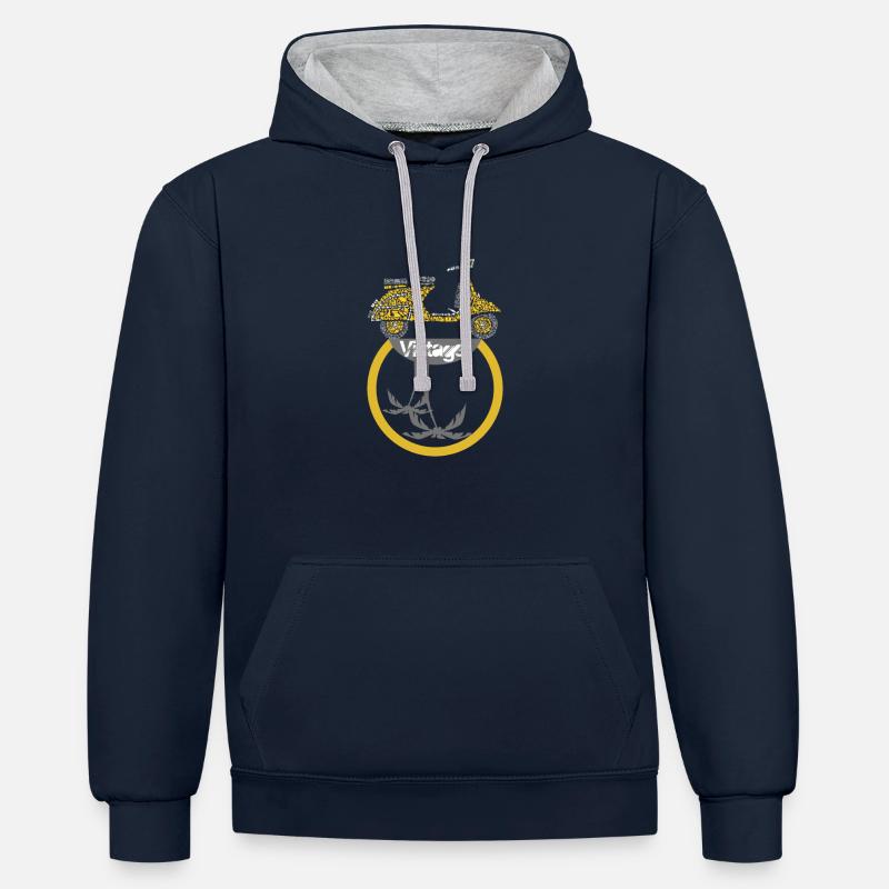 Scoot, Roller, Motorroller, Beach - Kontrast-Hoodie - Navy/Grau meliert