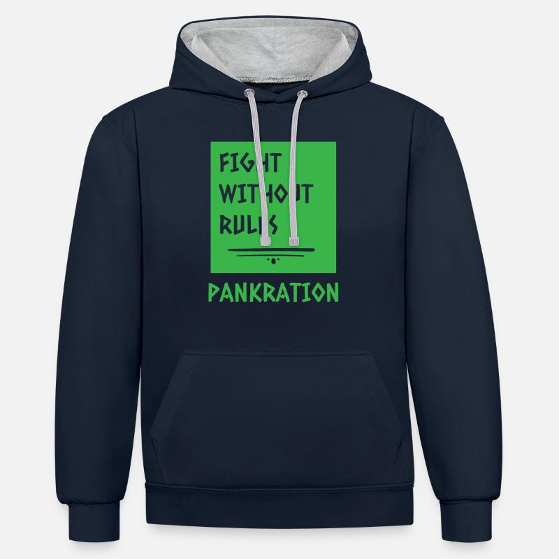 Combattez sans règles pankration - Sweat à capuche contrasté - bleu marine/gris chiné