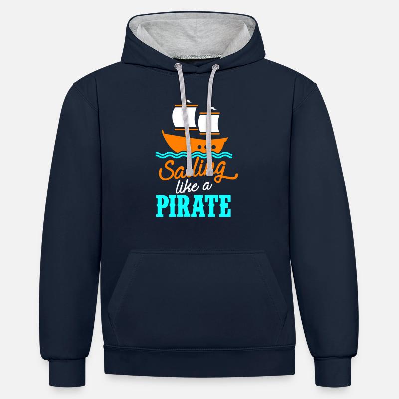 Saling comme un pirate - Sweat à capuche contrasté - bleu marine/gris chiné