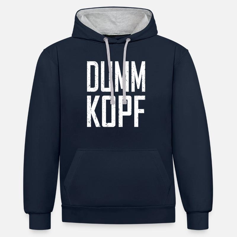 duper - Sweat à capuche contrasté - bleu marine/gris chiné