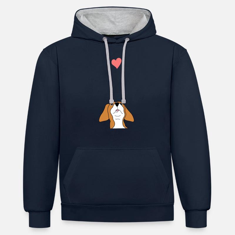 Beagle Mama Lover Cadeau Fille - Sweat à capuche contrasté - bleu marine/gris chiné