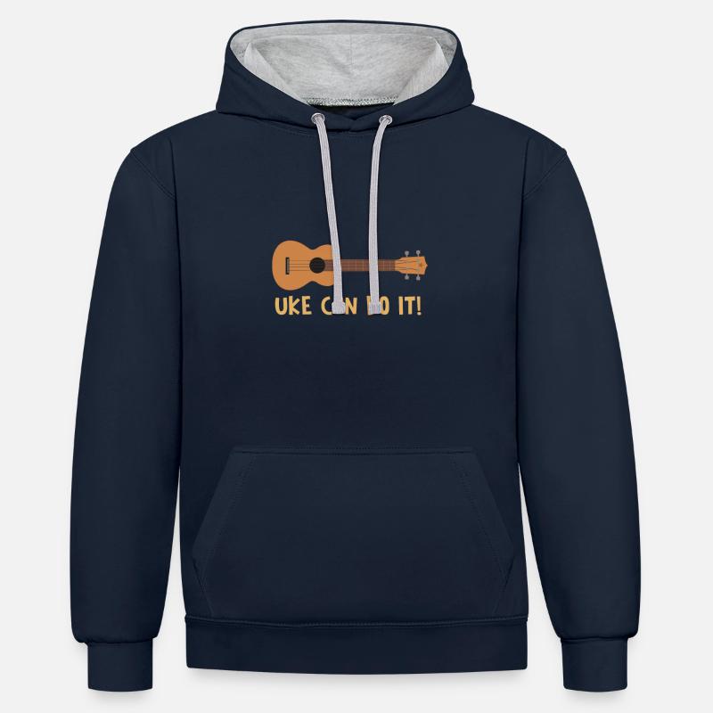 Uke can do it Ukelele - Contrast hoodie - navy/heather grey