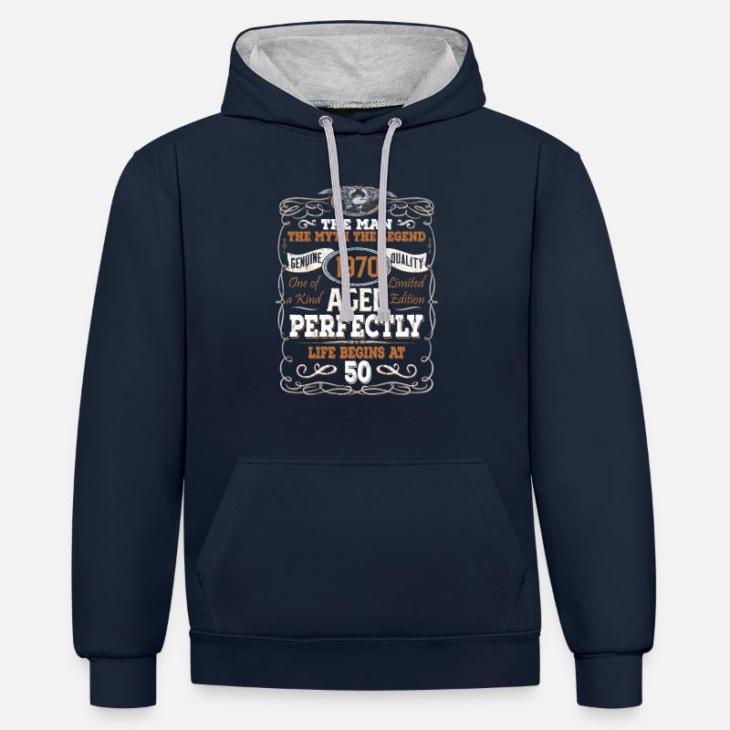 Légendes 1970 - Sweat à capuche contrasté - bleu marine/gris chiné